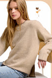 La Miel - JDS3607-Crew Mock Neck Sweater ContrastStitch Halloween Fall