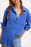 Crinkled Gauze Button Down Shirt