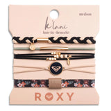K'lani hair tie bracelets - "Roxy Coastal Drift" Black & Neutral Beachy Vibe Hair Tie Bracelets
