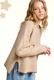La Miel - JDS3607-Crew Mock Neck Sweater ContrastStitch Halloween Fall