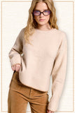La Miel - JDS3607-Crew Mock Neck Sweater ContrastStitch Halloween Fall