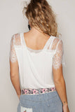 Half lace sleeve v-neck tee