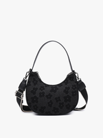 Floral Half-Moon Satchel/Crossbody