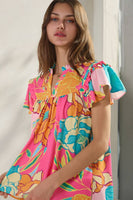 Floral Printed Ruffle Sleeve Blouse