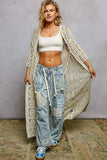 Long Sleeve Crochet Open Long Cardigan