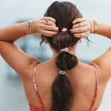 K'lani hair tie bracelets - "Roxy Pink Tropics" Pink & Coral Island Vibe Hair Tie Bracelets
