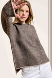 La Miel - JDS3607-Crew Mock Neck Sweater ContrastStitch Halloween Fall