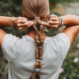 K'lani hair tie bracelets - "Bloom" Maroon & Pink with Pressed Flowers Hair Tie Bracelets
