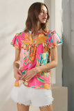 Floral Printed Ruffle Sleeve Blouse