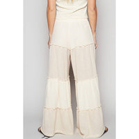 Raw edge double gauze solid wide pants