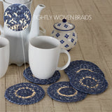 VHC Brands - Great Falls Blue Jute Coaster Set of 6