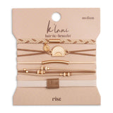 K'lani hair tie bracelets - "Rise" Cream and Tan With Gold & Sun Accents Hair Tie Bracelets