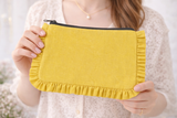 Canvas Ruffle Pouches | Canvas Travel Pouches | Zipper Pouch