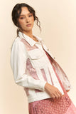 Floral Embroidered Inset Sheer Denim Jacket