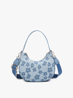 Floral Half-Moon Satchel/Crossbody