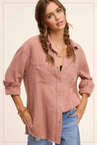 Crinkled Gauze Button Down Shirt