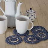 VHC Brands - Great Falls Blue Jute Coaster Set of 6