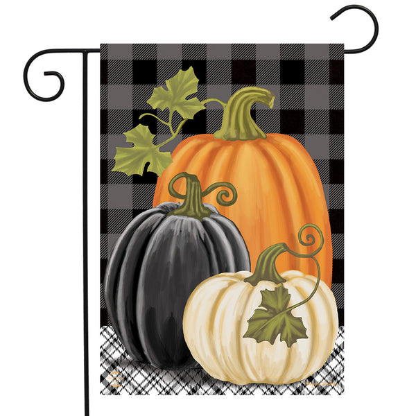 Checkered Pumpkin Garden Flag