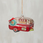Red Camper Glass Ornament
