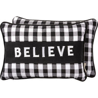 Believe Long Black Check Pillow