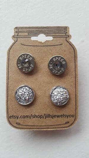 Jill's Jewels - Silver 38 Special Bullet Earring Set