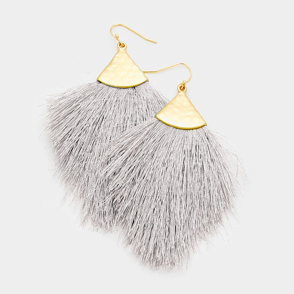 Koko and Lola - Gray and Gold Fringe Tassel Earrings - Simple Pleasures ~ Bountiful Treasures