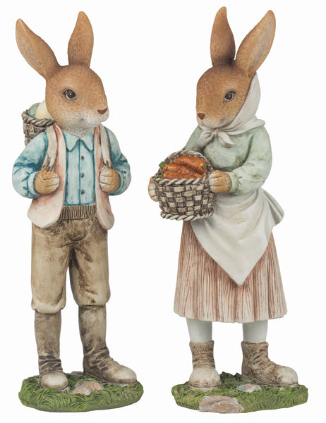 Brown Easter Traditional Bunny Farmer Couple Decor - Simple Pleasures ~ Bountiful Treasures