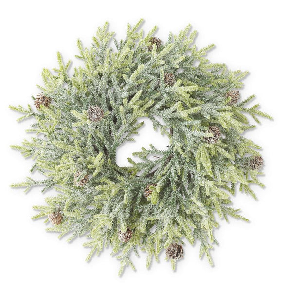 Snowy Juniper Wreath w/Mini Pinecones