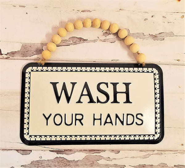 Wash Your Hands Beaded Sign