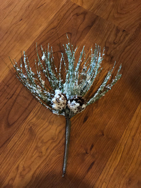 Holiday Snowy Branch with Pine Cones - Simple Pleasures ~ Bountiful Treasures
