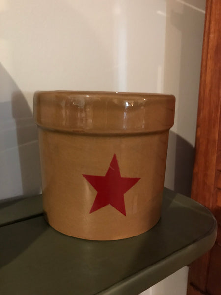 Mustard Crock with a Burgundy Star - Simple Pleasures ~ Bountiful Treasures