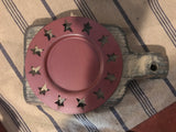 Tin Candle Plate w star cut out - Simple Pleasures ~ Bountiful Treasures