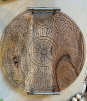 Carved Wood Tray with Handles