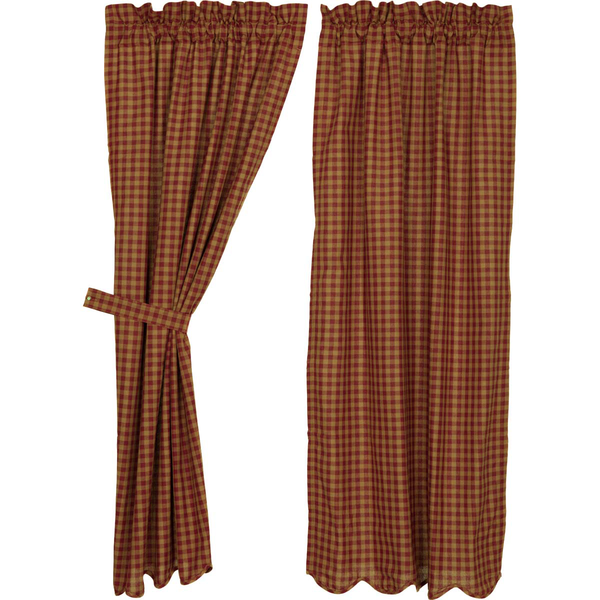 Burgundy Check Scalloped Panel - Simple Pleasures ~ Bountiful Treasures