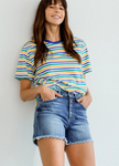 Hi Rise Fray Hem Shorts