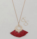 Koko and Lola - Burgundy Clover Tassel Necklace Set - Simple Pleasures ~ Bountiful Treasures