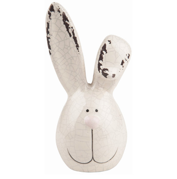 Dolomite Medium White Easter Bunny Head Figurine with Bent Ear - Simple Pleasures ~ Bountiful Treasures