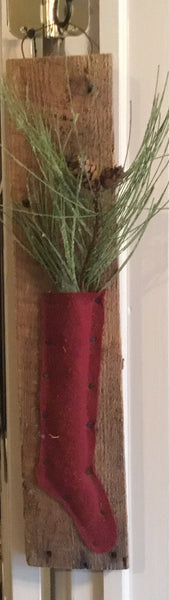 Barn Wood Stocking with Pine - Simple Pleasures ~ Bountiful Treasures