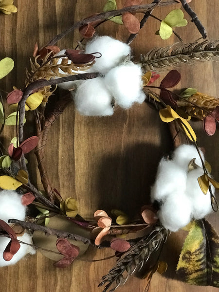 Cotton Wreath - Fall - Simple Pleasures ~ Bountiful Treasures