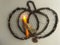 Chicken wire  Pumpkin w Candle - Simple Pleasures ~ Bountiful Treasures