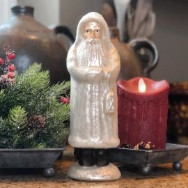 Belsnickle Matte White Mercury Glass Santa