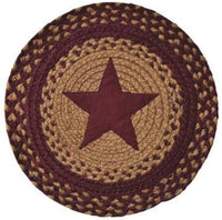 15" Star Burgundy Braided Round Mat - Simple Pleasures ~ Bountiful Treasures