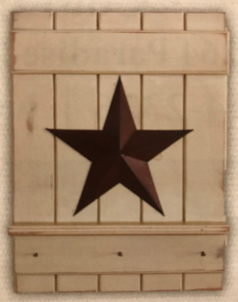 Shelf w Barn Star and Pegs - Simple Pleasures ~ Bountiful Treasures