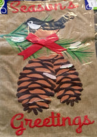 Chickadee Burlap Garden Christmas - Simple Pleasures ~ Bountiful Treasures