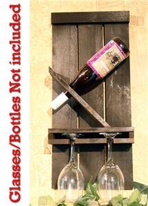 Wine Holder Single Bottle and 2 Glass - Simple Pleasures ~ Bountiful Treasures