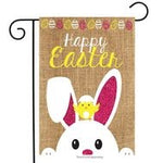 Happy Easter Bunny Burlap Garden Flag - Simple Pleasures ~ Bountiful Treasures