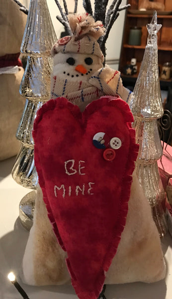 Beautiful Handmade Valentine Snowman - Simple Pleasures ~ Bountiful Treasures
