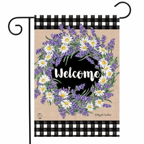 Welcome Lavender and Daisies Flag