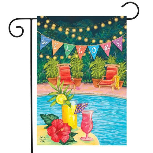 Poolside Paradise Garden and House Flag - Simple Pleasures ~ Bountiful Treasures