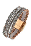Braided and Rhinestone Leather Bracelet - Simple Pleasures ~ Bountiful Treasures
